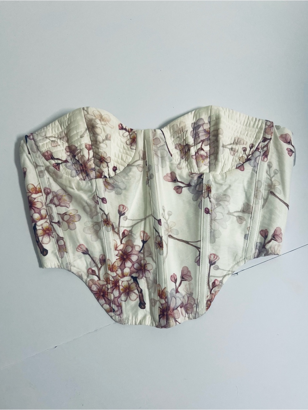 Bardot White Strapless Floral-Trim Corset Top